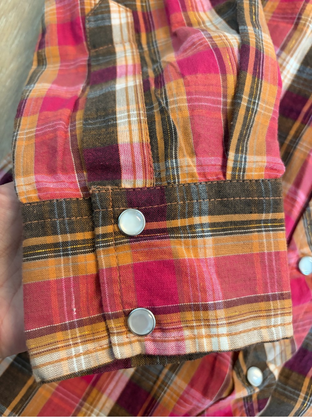 Atmosphere Pink Plaid Button-Down Shirt size small cotton - Picture 11 of 14